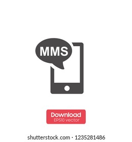 Mms vector icon in eps 10. Editable modern design internet button on white background.