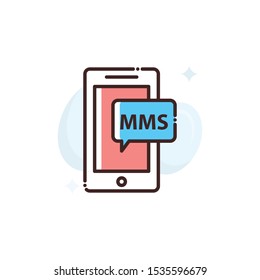 MMS vector illustration. Outline filled Seo & Web icons.