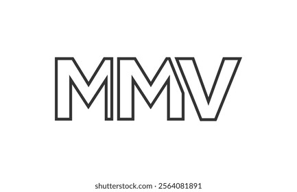 MMV logo design template with strong and modern bold text. Initial based vector logotype featuring simple and minimal typography. Trendy company identity ideal for businesses brand presence.