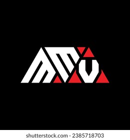 MMV triangle letter logo design with triangle shape. MMV triangle logo design monogram. MMV triangle vector logo template with red color. MMV triangular logo Simple, Elegant, and Luxurious design.