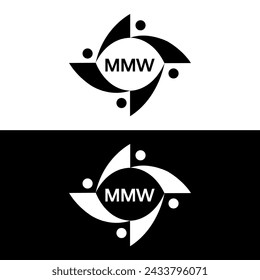 Logo de MMW. Diseño M W. Letra MMW blanca.MW, diseño del logotipo de la letra M M W. Logotipo inicial de la letra MW, monograma de la mayúscula del círculo vinculado. Diseño de vector de logotipo de la letra M W.