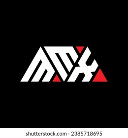 MMX triangle letter logo design with triangle shape. MMX triangle logo design monogram. MMX triangle vector logo template with red color. MMX triangular logo Simple, Elegant, and Luxurious design.