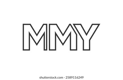 MMY logo design template with strong and modern bold text. Initial based vector logotype featuring simple and minimal typography. Trendy company identity ideal for businesses brand presence.