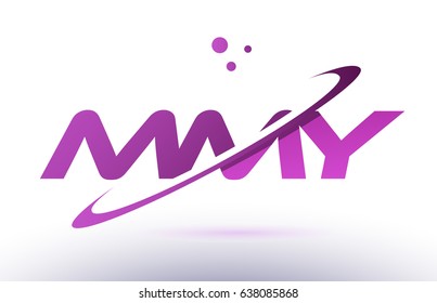 mmy m m y  alphabet letter logo combination purple pink creative text dots company vector icon design template