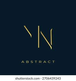 MN Abstract Golden Logo Design. Abstract Golden Symbol Composition on a Dark Navy Blue Background