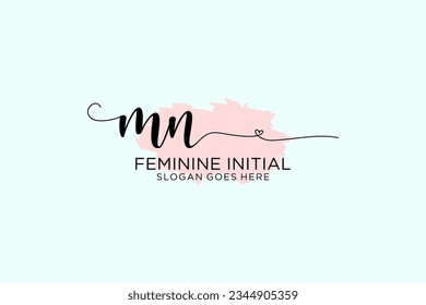 MN beauty monogram and elegant logo design handwriting logo of initial signature, wedding, fashion, floral and botanical with creative template.