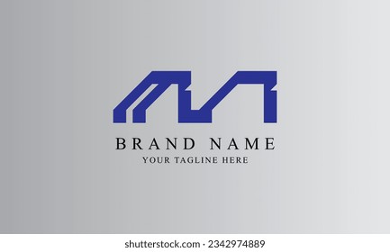 Marca creativa azul MN diseños de logotipo mínimos con plantilla de fondo blanco gris