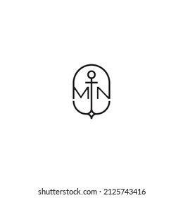 MN creative letter logo design in anchor concept with high quality professional design that will print well across any print media