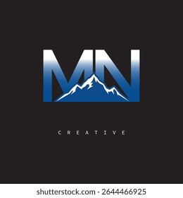 MN Creative Mountain Logo Bold Gradiente Letra marca Diseño de marca para empresas Marcas al aire libre