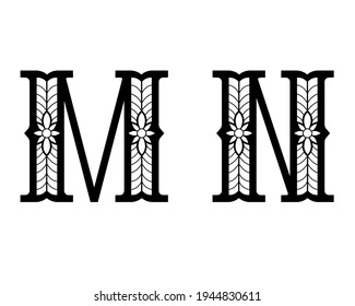 MN Elegantes letras mayúsculas. Para usar monogramas, logotipos, emblemas, iniciales.