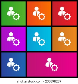 Mn with gear icon. Metro style