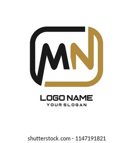 MN initial box letter logo template vector
