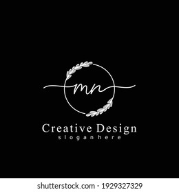 MN Initial calligraphy handwritten logo. Handwritten alphabet in the logo template. Letters and Alphabet for signature, wedding, fashion, floral and botanical logo design 