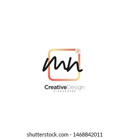MN initial handwriting with color logo icon template vector.