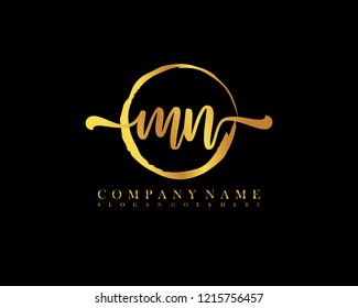 MN initial handwriting logo circle template vector