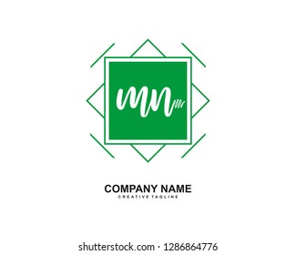 MN Initial Handwriting Logo Template Vector
