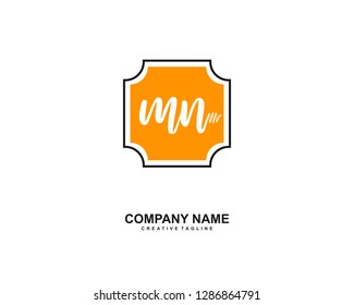 MN Initial Handwriting Logo Template Vector