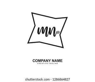 MN Initial Handwriting Logo Template Vector