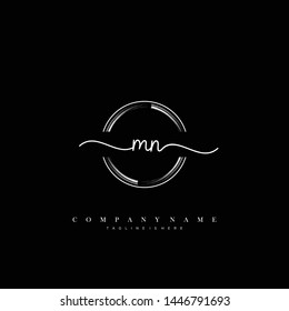 MN initial handwriting logo template vector