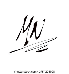 Logo manuscrito inicial de MN para la identidad