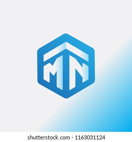MN Initial letter hexagonal logo vector