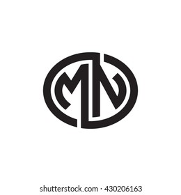 MN initial letters looping linked ellipse monogram logo