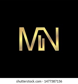 MN Initial logo Capital Letters Gold colors