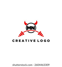 MN initial monogram for fitnes or gym logo with devil style design