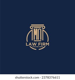 MN initial monogram for law firm with creative circle line