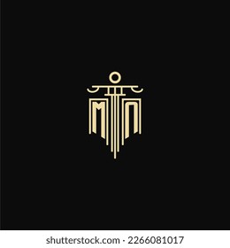 MN monograma inicial para abogados logo con ideas de diseño de pilares