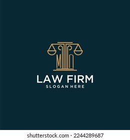 MN initial monogram logo for lawfirm with scale vector design