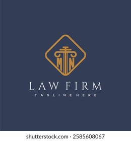 MN initial monogram logo for lawfirm with pillar in creative square design