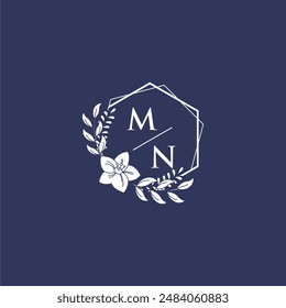 MN initial monogram wedding with creative polygon design