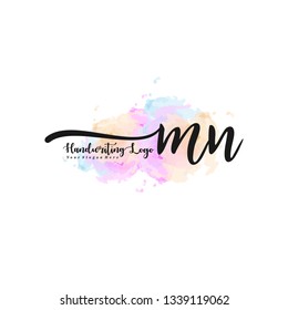 MN initial signature logo. handwriting logo template vector,