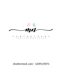 MN initial signature logo. handwriting logo template vector,