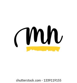 MN initial signature logo. handwriting logo template vector,