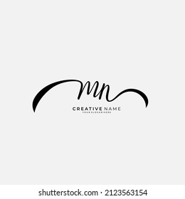 MN initial signature logo. Handwriting logo template vector