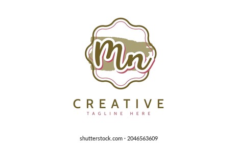 MN Initials, handwriting logo vector