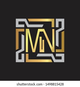 MN Letter logo initial capital monogram with abstract ornament