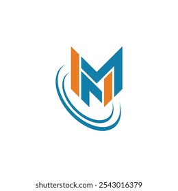 Logotipo de la letra MN Vector naranja y colores azules, elemento para las iniciales Plantilla