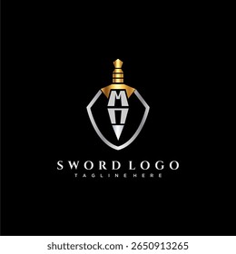 MN letter luxury monogram for shield and sword style image