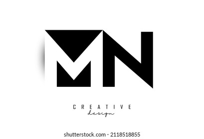 MN letters Logo with negative space design. Letter with geometric typography. Creative Vector Illustration with letters.