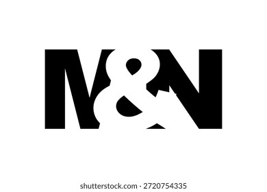 MN Logo Design in fett. Schwarz-weißes Identitätssymbol. Modernes Typografie-Emblem. Symbol für Unternehmensbranding. Minimale Geschäftsvorlage.