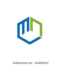 plantilla de signo vectorial de diseño de logotipo mn
