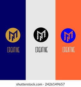 MN logo innovative circle identity monogram abstract colorful creative icon vector template