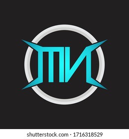 MN Logo monogram with circle and four taper shape design template