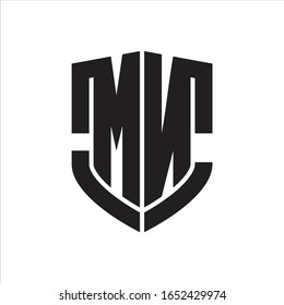 MN Logo monogram with emblem shield shape design isolated on white background