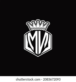 MN Logo monogram with luxury emblem shape and crown design template on black background