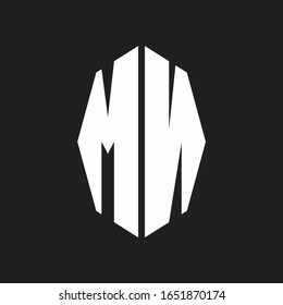 MN Logo monogram with octagonal ribbon style design template