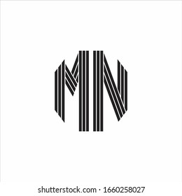Estilo de esquema monográfico del logotipo MN vinculado aislado en fondo blanco